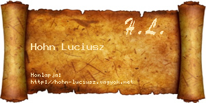 Hohn Luciusz névjegykártya